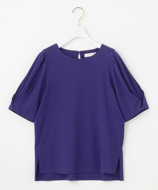 ANY SIS S 【撥水・汗ジミ防止・UVケア・洗える】スーピマスムース 袖タック Tシャツ ダークブルー