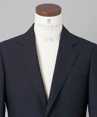 GOTAIRIKU 【オールシーズン対応】WOOL×POLYESTER ライトウェイト スーツ（ネイビーストライプ） ネイビー系1
