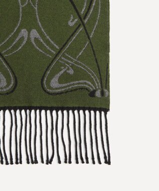 LIBERTY. ジャイアント アイアンシ 35x190 ジャカード ウール スカーフ グリーン