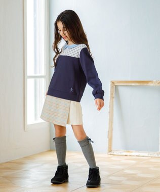 組曲 KIDS 【110-140㎝】レース トレーナー ネイビー系