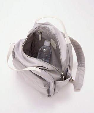 TOPKAPI 【Breath TOPKAPI】【撥水】ツヤ ナイロン レザーハンドル ミニ リュック ライトグレー