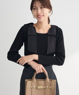 Green Parks ・ｓｗｉｎｇ　ｂｙ　ショルダーリボンプルオーバー Black