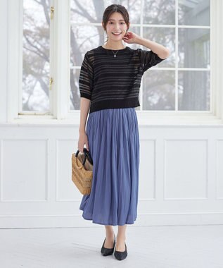 Tiaclasse シアーボーダーニット ブラック