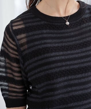Tiaclasse シアーボーダーニット ブラック