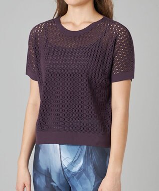 Chacott Chacott BALANCE【ノーソイングニット】メッシュニット半袖プルオーバー ブラックベリー