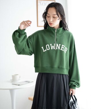 WEGO ハーフジップショートスウェット ダークグリーン