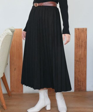 Tiaclasse 【新色追加】スエードポンチプリーツスカート ブラック