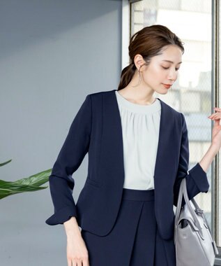 Tiaclasse L 【ダブルクロス・洗える】カラーレスジャケット ネイビー