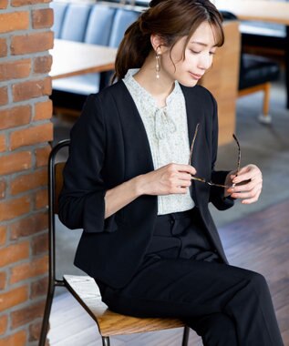 Tiaclasse L 【ダブルクロス・洗える】カラーレスジャケット ブラック