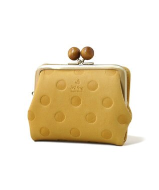 FOLNA RD ドット型押し ウッドボールがま口財布 マスタード