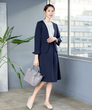 Tiaclasse L 【ダブルクロス・洗える】カラーレスジャケット ネイビー