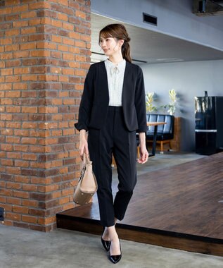 Tiaclasse L 【ダブルクロス・洗える】カラーレスジャケット ブラック