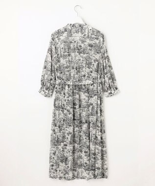 自由区 L 【洗える】ランドスケーププリント ワンピース モノトーン