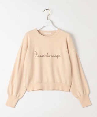 ANY SIS S 【洗える】ロゴ刺繍 ニット アイボリー×モカ