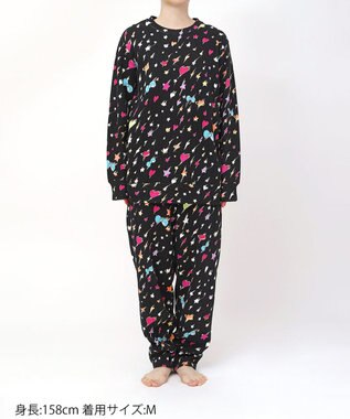 tsumori chisato SLEEP ツモリチサト パジャマ 綿100%(本体) あったか 長袖 長ズボン レディース UDW401 /ワコール ブラック