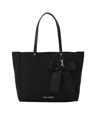 Maison de FLEUR リボンチャーム付き3ルームトートバッグ Black