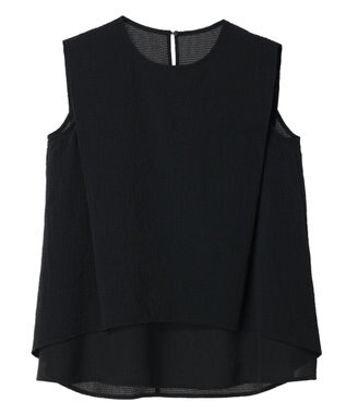 Green Parks 異素材レイヤードノースリーブブラウス Black