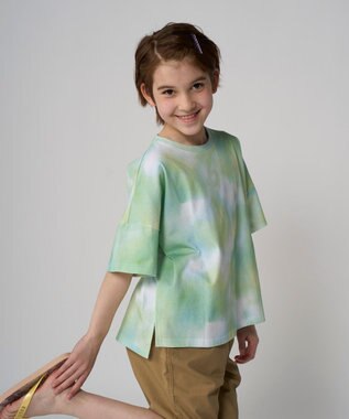 OP／FILA 【RUSTY】ニコちゃん×タイダイ柄半袖Tシャツ グリーン