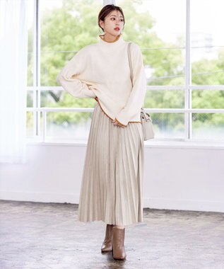 Tiaclasse 【新色追加】スエードポンチプリーツスカート アイボリー