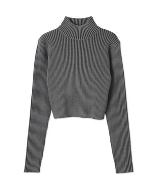 WEGO リブハイネックショートニット スミクロ