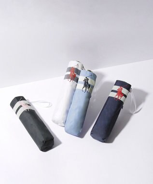 MOONBAT POLO RALPH LAUREN（ポロ ラルフローレン） 晴雨兼用日傘 ボーダー 遮光率100% 遮熱 UV 晴雨兼用 ペールスカイ