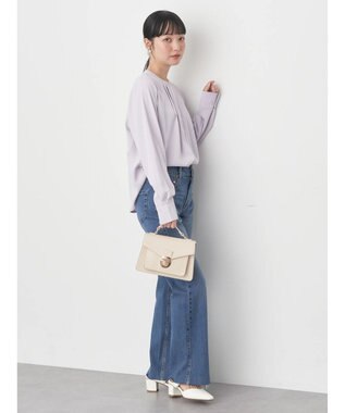 earth music&ecology ノーカラーフロントタックブラウス Light Pink