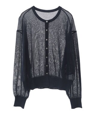 earth music&ecology 【予約】接触冷感シアークルーニットカーディガン ネイビー