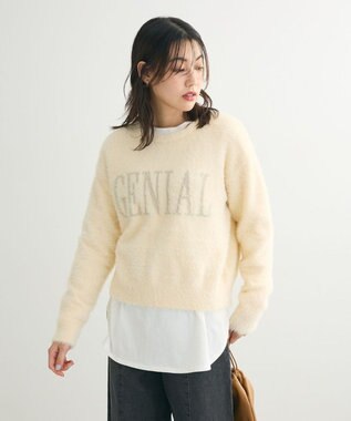 Green Parks シャギーロゴニットプルオーバー Ecru