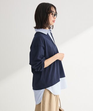 Green Parks 衿レイヤードッキングチュニック Navy