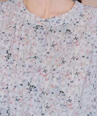 Tiaclasse 【小倉優子さん着用・洗える】フレアスリーブ柄ワンピース ラベンダー