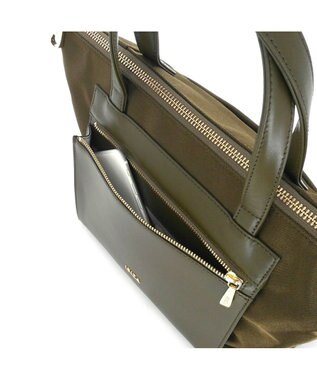 IBIZA コモド　オペラナイロン/牛革　ハンドバッグ カーキ