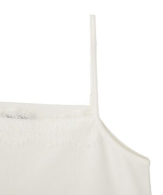 Green Parks ヒゲレーススクエアキャミソール Off White