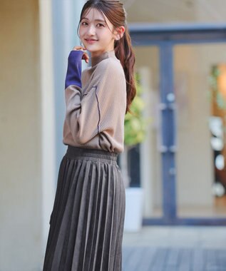 Tiaclasse 【新色追加】スエードポンチプリーツスカート チャコールグレー