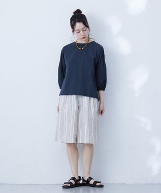 J.PRESS YORK STREET 【WOMEN】ファブリックスリーブ　プルオーバー ネイビー系