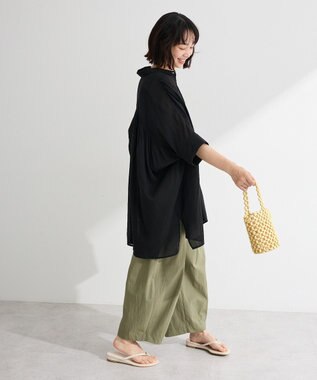 Green Parks スラブシアーシャツチュニック Black