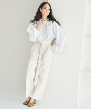 #Newans ハイウエスト2タックパンツ ホワイト