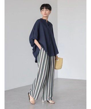 AMERICAN HOLIC 接触冷感＋ＵＶカット　ギャザースリーブブラウス Navy