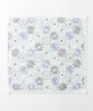 TOCCA EMBROIDERY FLOWER GAUZE  ガーゼハンカチ スカイブルー系