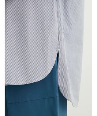 Green Parks 胸元ポケットイージーケアストライプシャツ Dark Navy