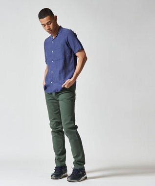 J.PRESS MEN オープンカラーリネンパッチシャツ ネイビー系