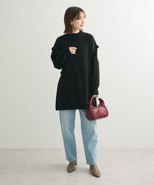 Green Parks ケーブルドッキングニットチュニック Black