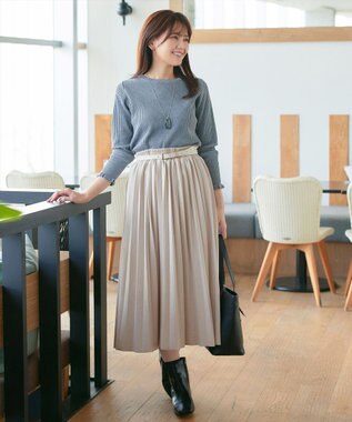 Tiaclasse 【新色追加】スエードポンチプリーツスカート アイボリー