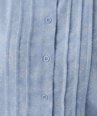 Tiaclasse 【小倉優子さん着用・洗える】フレアスリーブ柄ワンピース サックス