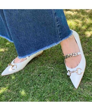 MODE ET JACOMO <MODE ET JACOMO>ポインテッドトゥメリージェーンパンプス ホワイト