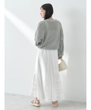 earth music&ecology ファンシーヤーンすかしニットカーディガン Sax