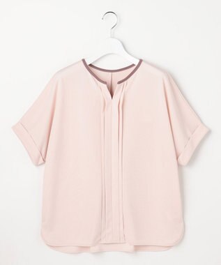 ANY SIS ジョーゼットフロントタック プルオーバー ピンク×モカ