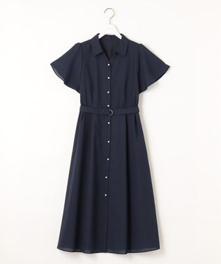 ANY SIS 【洗える】ビューティフレア シャツワンピース ネイビー