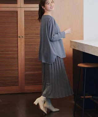 Tiaclasse 【新色追加】スエードポンチプリーツスカート チャコールグレー