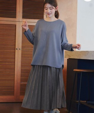 Tiaclasse 【新色追加】スエードポンチプリーツスカート チャコールグレー