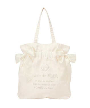 Maison de FLEUR オーガンジーダブルリボンギャザートート Ivory